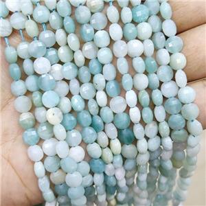 Blue Amazonite Beads Faceted Coin, approx 6mm