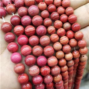 Red Wood Lace Jasper Beads Smooth Round Dye, approx 6mm dia
