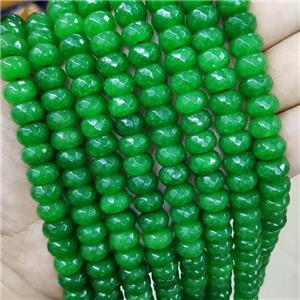 Mint Green Jade Beads Faceted Rondelle Dye, approx 6x10mm