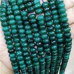Green Jade Beads Faceted Rondelle Dye, approx 6x10mm