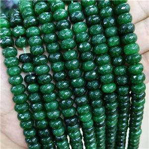 Deepgreen Jade Beads Faceted Rondelle Dye, approx 6x10mm
