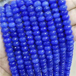 Blue Jade Beads Faceted Rondelle Dye, approx 6x10mm