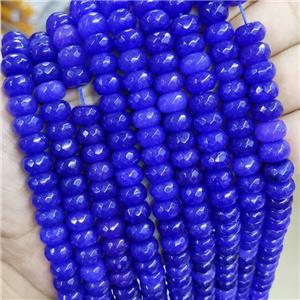 Royal Blue Jade Beads Faceted Rondelle Dye, approx 6x10mm