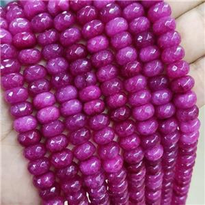 Hotpink Jade Beads Faceted Rondelle Dye, approx 6x10mm