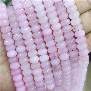 Pink Jade Beads Faceted Rondelle Dye, approx 6x10mm