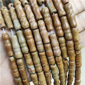 Brown Wood Lace Jasper Beads Tube, approx 7-25mm, 15pcs per st