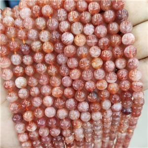 Gold Sunstone Beads Smooth Round Pink AA-Grade, approx 7-8mm