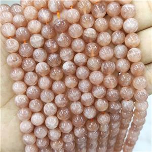 Gold Sunstone Beads Peach Smooth Round, approx 6mm