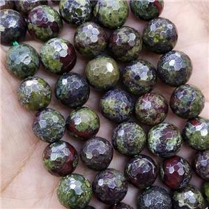 Natural Dragon Bloodstone Beads Heliotrope Faceted Round, approx 10mm dia