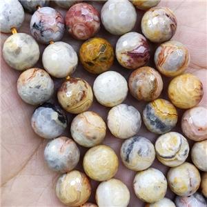 Natural Yellow Crazy Lace Agate Beads Faceted Round, approx 8mm dia
