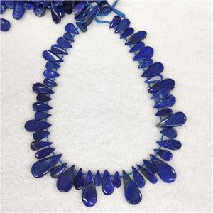 Natural Lapis Lazuli Teardrop Beads Graduated Topdrilled Blue Lazurite, approx 10-30mm