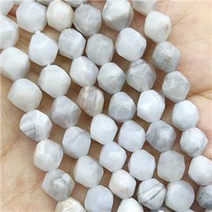 White Crazy Agate Beads Cut Round, approx 7-8mm