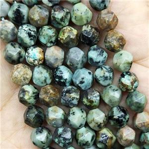 African Turquoise Beads Green Cut Round, approx 7-8mm