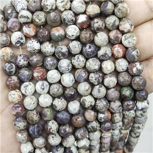 Natural Ocean Jasper Beads Faceted Round, approx 8mm dia