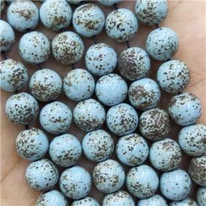 Natural Bodhi Tuquoise Beads Smooth Round Blue, approx 4mm