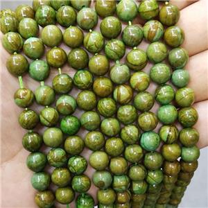 Green Jasper Beads Smooth Round Dye, approx 8mm dia