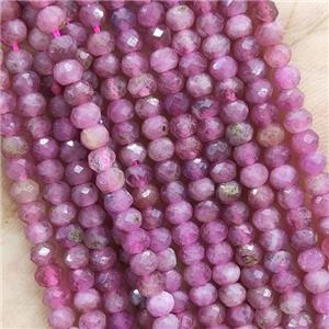 Natural Pink Tourmaline Beads Faceted Rondelle, approx 4mm