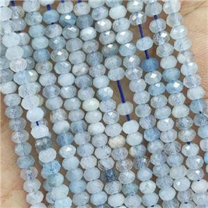 Natural Aquamarine Beads B-Grade Faceted Rondelle, approx 4mm