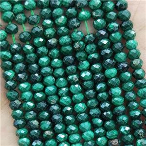 Natural Malachite Beads Green Faceted Rondelle, approx 4mm