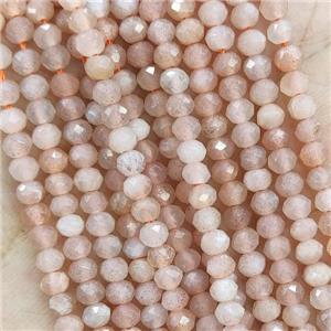 Pink Moonstone Beads Faceted Rondelle, approx 4mm