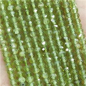 Natural Peridot Beads Green Faceted Rondelle, approx 4mm