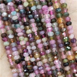 Tourmaline Beads Multicolor Tiny Faceted Rondelle, approx 4mm