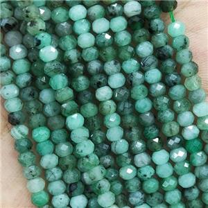 Natural Emerald Beads AA-Grade Green Faceted Rondelle, approx 4mm