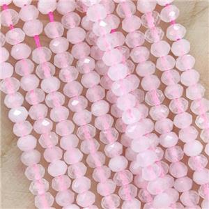 Pink Rose Quartz Beads Faceted Rondelle, approx 4mm