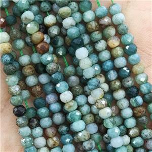 Moss Agate Beads Green Faceted Rondelle Tiny, approx 4mm
