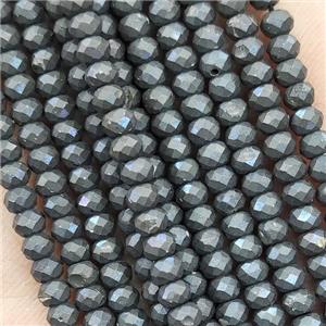 Natural Pyrite Beads Faceted Rondelle, approx 4mm
