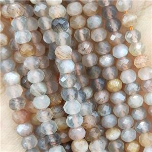 Multicolor Moonstone Seed Beads Faceted Rondelle, approx 4mm