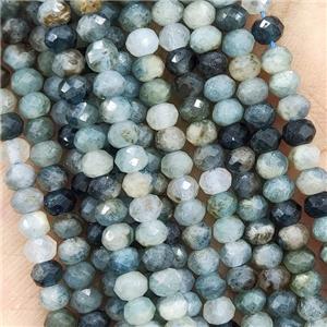 Natural Blue Tourmaline Seed Beads Faceted Rondelle, approx 4mm