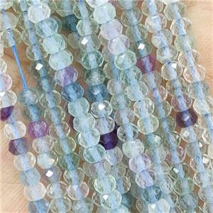 Natural Multicolor Fluorite Beads Faceted Rondelle, approx 4mm