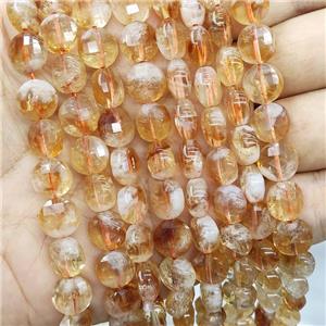 Natural Citrine Beads Faceted Circle Yellow, approx 10mm