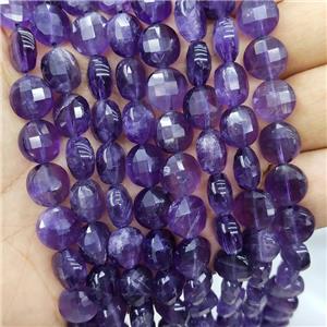 Purple Amethyst Beads Faceted Circle, approx 10mm