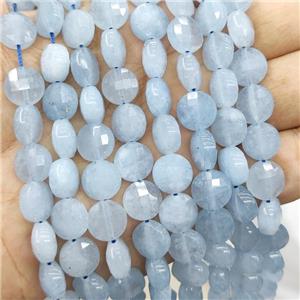 Natural Aquamarine Beads Faceted Circle Blue Treated, approx 10mm