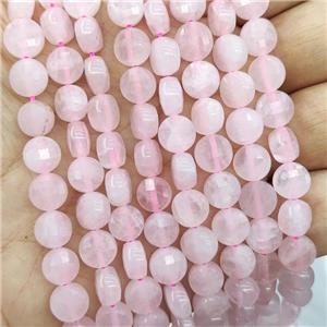 Pink Rose Quartz Beads Faceted Circle, approx 6mm