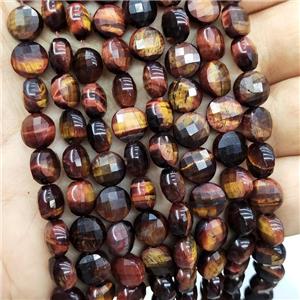 Red Tiger Eye Beads Faceted Circle, approx 8mm