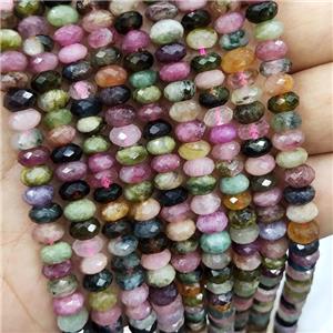 Natural Tourmaline Beads Multicolor Faceted Rondelle, approx 4x7mm