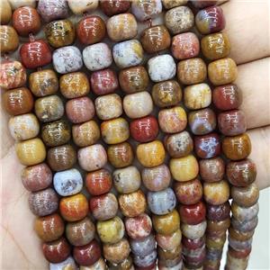 Nueva Agate Beads Drum Multicolor, approx 6x8mm