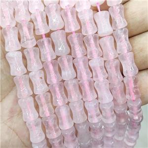 Pink Rose Quartz Beads Bamboo, approx 7x12mm