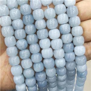 Blue Jade Drum Beads Dye, approx 9x10mm