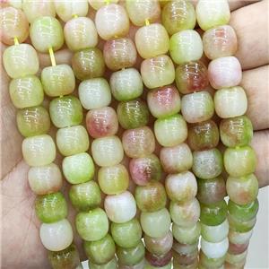 Multicolor Jade Beads Drum Dye, approx 9x10mm