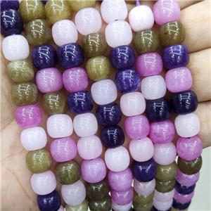Mix Color Jade Beads Drum Dye, approx 9x10mm