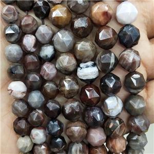 Natural Wood Petrified Jasper Beads Cut Round, approx 7-8mm