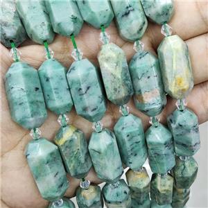 Green Turquoise Bullet Prism Beads Dye, approx 13-27mm, 12pcs per st