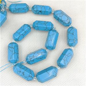 Blue Synthetic Turquoise Prism Bullet Beads, approx 13-27mm, 12pcs per st