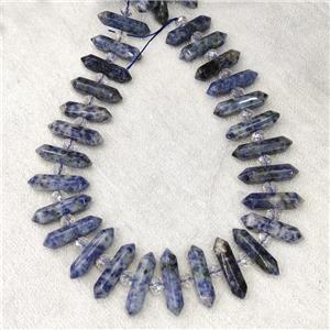Blue Dalmatian Jasper Bullet Beads, approx 8-32mm