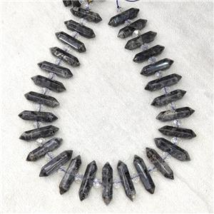 Black Labradorite Bullet Beads, approx 8-32mm