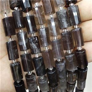 Smoky Quartz Beads Faceted Tube, approx 10-16mm